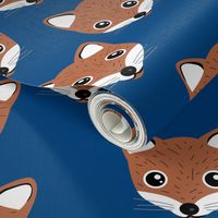 Adorable baby fox animal portrait woodland theme Scandinavian modern eclectic blue brown