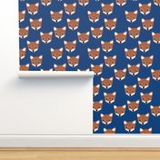 Adorable baby fox animal portrait woodland theme Scandinavian modern eclectic blue brown