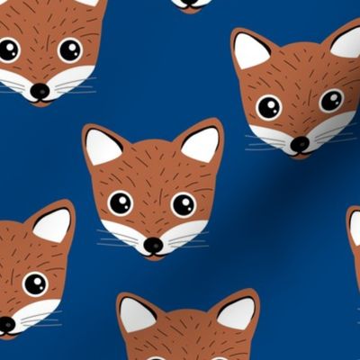 Adorable baby fox animal portrait woodland theme Scandinavian modern eclectic blue brown