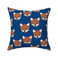 Adorable baby fox animal portrait woodland theme Scandinavian modern eclectic blue brown