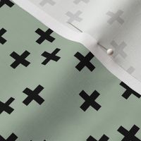 Geometric plus Scandinavian abstract sign design little cross sage mint green