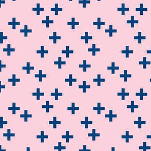 Geometric plus Scandinavian abstract sign design little cross pink eclectic blue