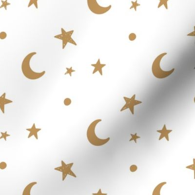 Moon and stars - honey and white