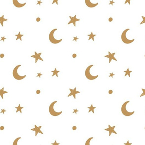 Moon and stars - honey and white