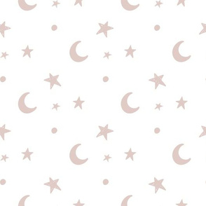 Moon and stars - mauve and white