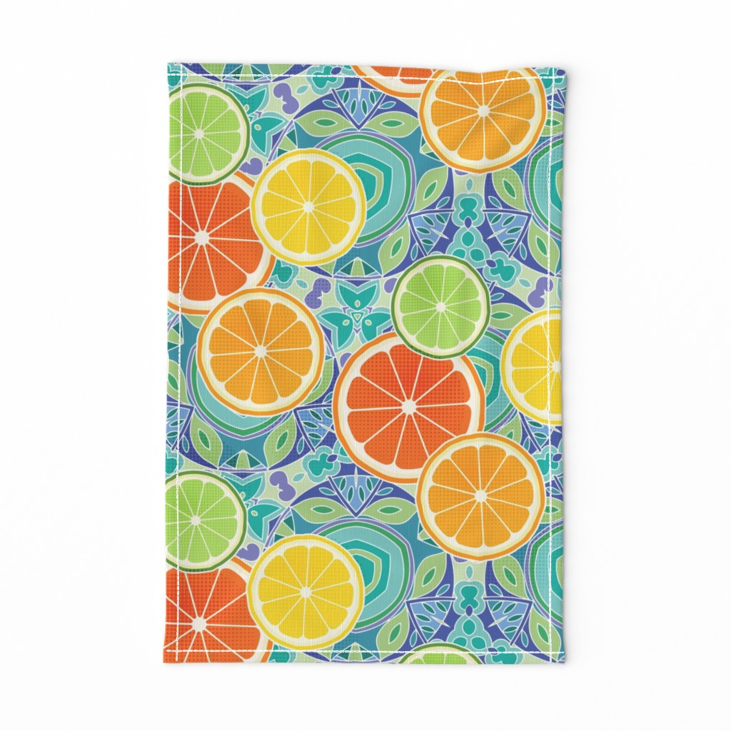 Pop Art Citrus Blue Green Large Scale