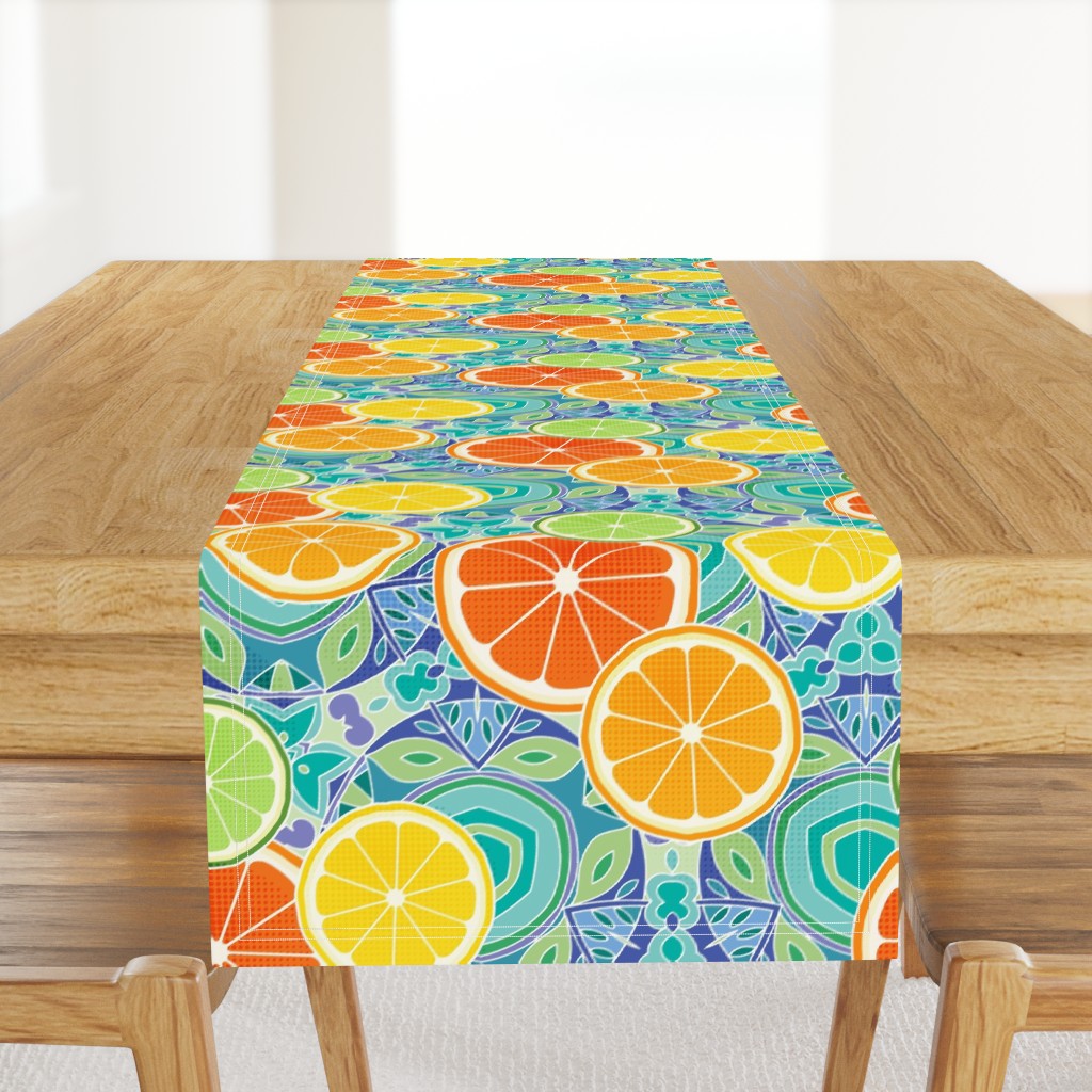 Pop Art Citrus Blue Green Large Scale