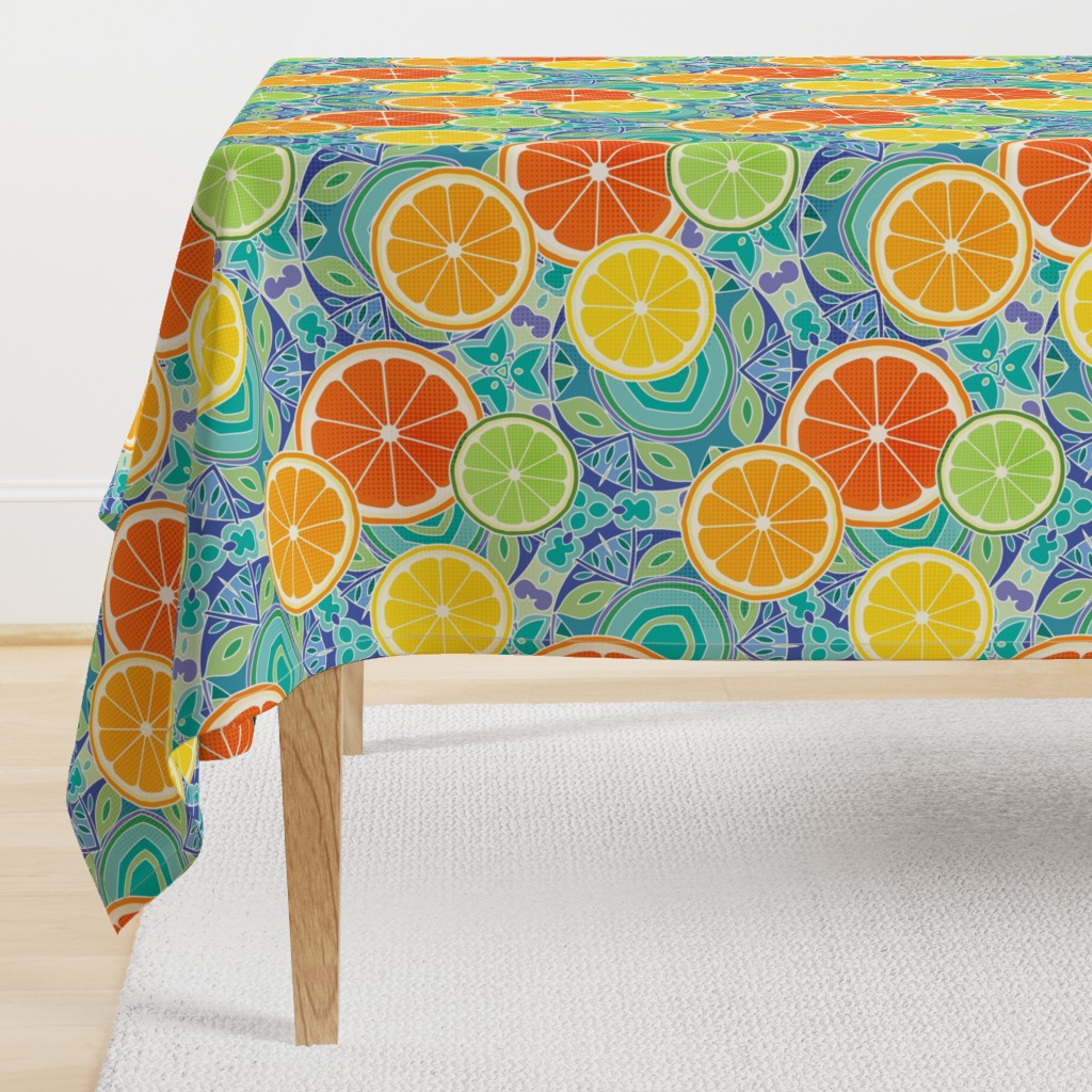 Pop Art Citrus Blue Green Large Scale