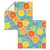 Pop Art Citrus Blue Green Large Scale