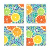 Pop Art Citrus Blue Green Large Scale