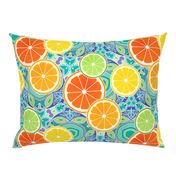 Pop Art Citrus Blue Green Large Scale