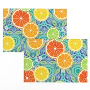 Pop Art Citrus Blue Green Large Scale