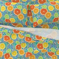 Pop Art Citrus Blue Green Large Scale