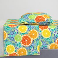 Pop Art Citrus Blue Green Large Scale