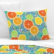 Pop Art Citrus Blue Green Large Scale