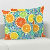 Pop Art Citrus Blue Green Large Scale