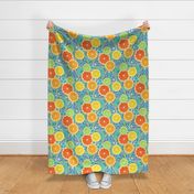 Pop Art Citrus Blue Green Large Scale