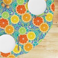 Pop Art Citrus Blue Green Large Scale