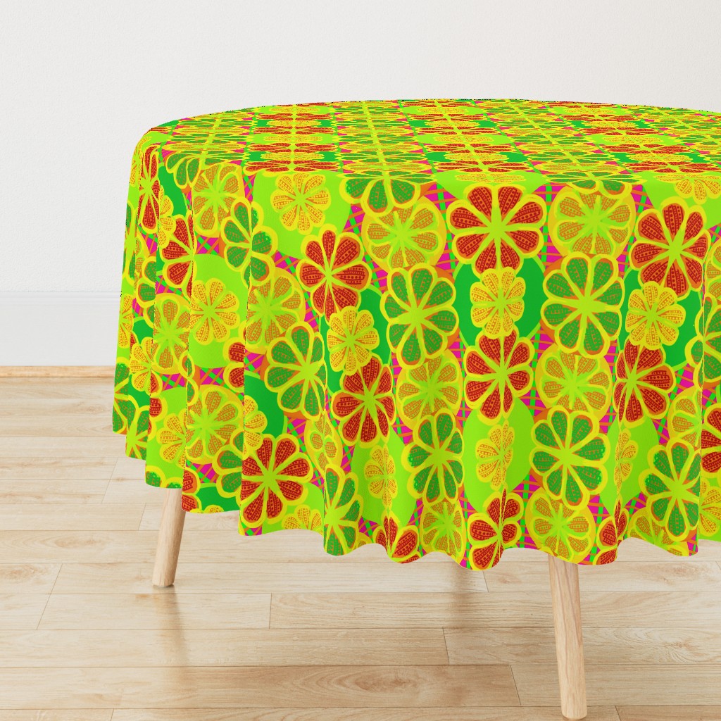 Pop Art Geometric Citrus Florals