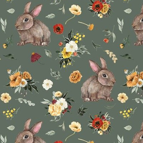 Bunnies and Florals // Willow Green