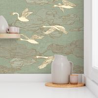 The Wild Swans {Antique Green Shades} - large scale