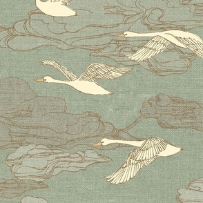 The Wild Swans {Antique Green Shades} - large scale