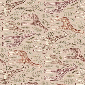 Giraffes in Neutral Tan and Brown - rotated