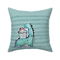 Funny Dino and cupcake pillow 