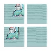 Funny Dino and cupcake pillow 