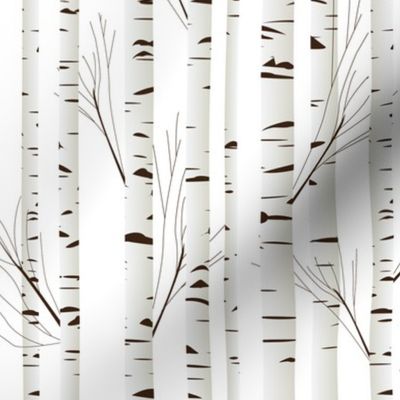 Birch Wood Trees on Snowy White Vertical