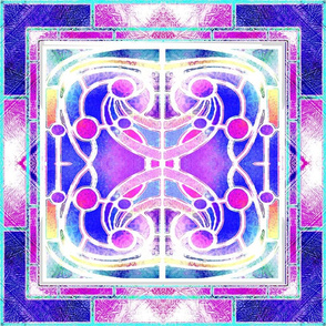 Victorian Stained Glass in Pink and Purple 