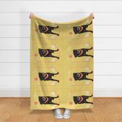 BLACK DOG -2-Yellow tea towel rotate