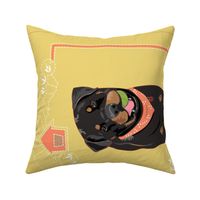 BLACK DOG -2-Yellow tea towel rotate