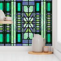 Stained Glass Art Deco in Green and Lime 