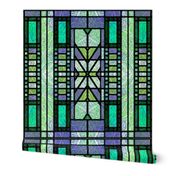 Stained Glass Art Deco in Green and Lime 