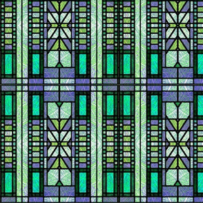 Stained Glass Art Deco in Green and Lime 