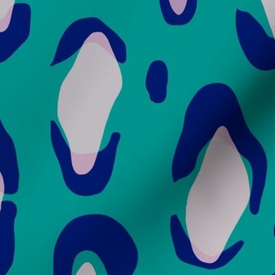 Leopard Print Blue on Teal