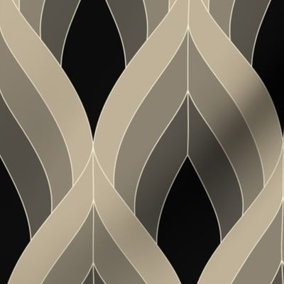 ART DECO BLOSSOMS - BLACK AND SAND