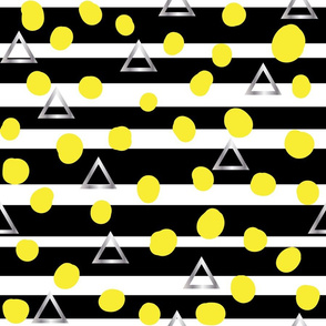 Black and white stripe, yellow spot, silver triangle - small scale