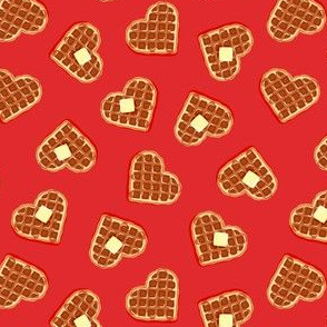 (small scale) heart shaped waffles - red - valentines food - LAD19BS