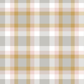 Mi Mi Modern Plaid / Camel Gold Pink White Grey 