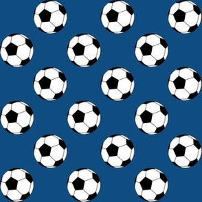 One Inch Black and White Soccer Balls on Classic Blue