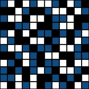 Large Mosaic Squares in Black, Classic Blue, and White