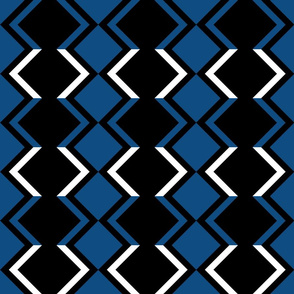 Six Inch Black and White Diamond Columns on Classic Blue