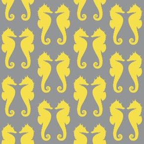 Illuminating Yellow Seahorses on Ultimate Gray