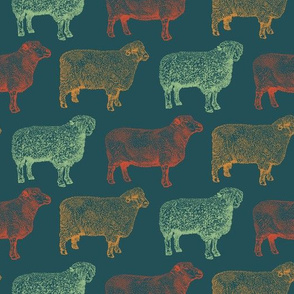 Vintage Color Sheep (Large Print)