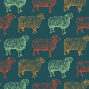 Vintage Color Sheep (Small Print)