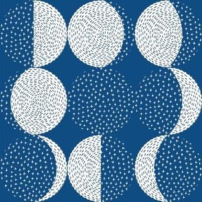 Moon Phases Embroidery / Classic Blue