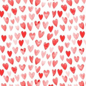 SMALL - watercolor valentines fabric watercolour heart fabrics valentine design