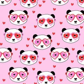 panda valentines fabric - cute valentines day fabric, animal valentines, girls valentines, sweet valentine- pink